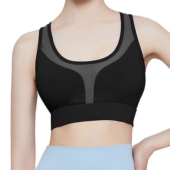 Womens Bras Sports Bra Fitness Running Shockproof Yoga Tank Top Front Zipper No Steel Ring Comfort Sports Bra Bras for Women Black M