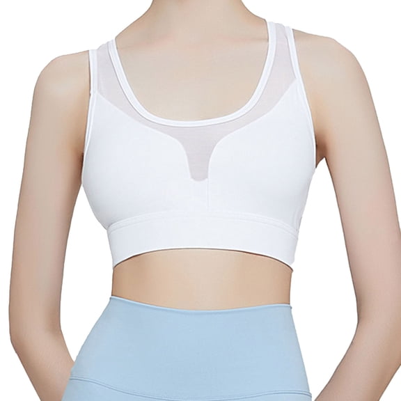 Womens Bras Sports Bra Fitness Running Shockproof Yoga Tank Top Front Zipper No Steel Ring Comfort Sports Bra Sports Bra White S