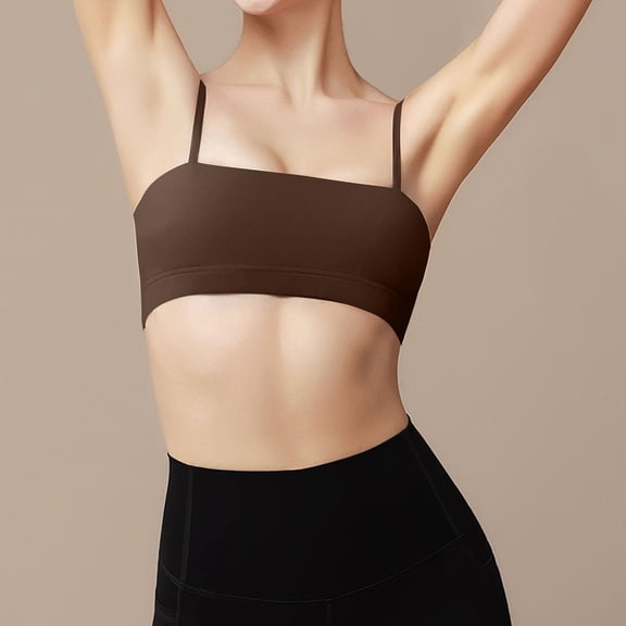 Womens Bras Sports Bra Vest Push-Up Yoga Fitness Sports Bra With Removable Chest Pad Sport Bras for Women Coffee S