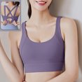 thumbnail image 1 of Womens Bras Sports Underwear New Fall Yoga Wear Thin Running Back Training Shock-proof Vest Peach Breasted Bra Sports Bra Purple M, 1 of 5