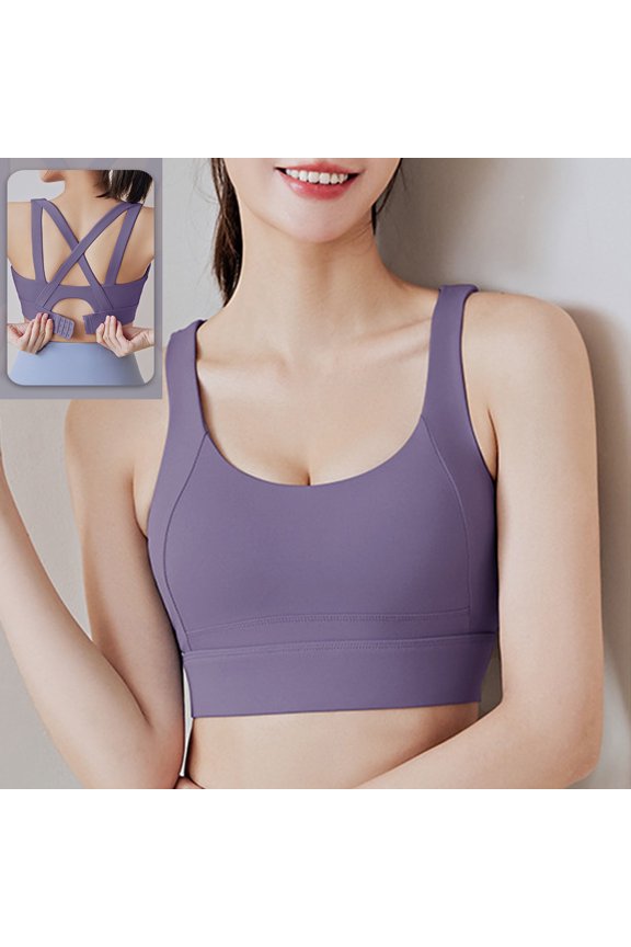 Womens Bras Sports Underwear New Fall Yoga Wear Thin Running Back Training Shock-proof Vest Peach Breasted Bra Sports Bra Purple M