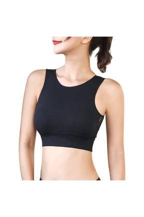 Womens Bras No Underwire Yoga Bras Solid Sleeveless Cold Shoulder Casual Tanks Blouse Tops V-Neck Full-Coverage Bra Feature Hook and Eye Closure Wire-Free Bra Style Y-544 , Black M