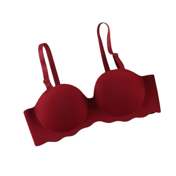 Customized DIY Womens Bras Women Casual Solid Color Multicolor Breathable Push Up Bra Adjustable Strap Underwear Red B