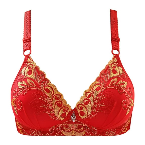 Womens Bras Women's Beautifully Embroidered Floral Bra Push Up Pair Support Comfort Bra Thin Fashion Small Women Red 40