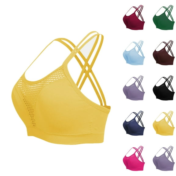 Womens Bras Women's Fashion Solid Color Sports Bra Thin Belt Shockproof Underwear Sports Plus Size Bras for Women Full Coverage Sport Everyday Bra