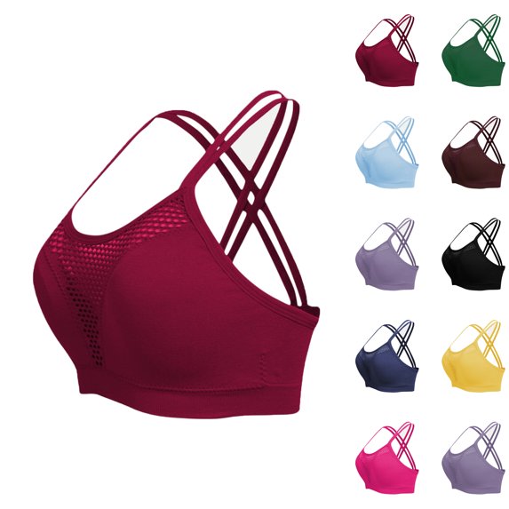 Womens Bras Women's Fashion Solid Color Sports Bra Thin Belt Shockproof Underwear Sports Plus Size Bras for Women Full Coverage Sport Everyday Bra
