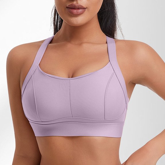 Womens Bras Yoga Solid Sleeveless Cold Shoulder Casual Tanks Blouse Intimates Comfortable Bras for Women Purple L