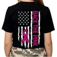 thumbnail image 1 of Womens Breast Cancer Awareness Breast Cancer Back The Pink Patriotic Flag Short Sleeve T-shirt-Black-xxxl, 1 of 4