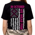 thumbnail image 1 of Womens Breast Cancer Awareness Breast Cancer In October We Wear Pink Patriotic Flag Short Sleeve T-shirt-Black-medium, 1 of 4