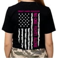 thumbnail image 1 of Womens Breast Cancer Awareness Breast Cancer No One Fights Alone Patriotic Flag Short Sleeve T-shirt-Black-xl, 1 of 4