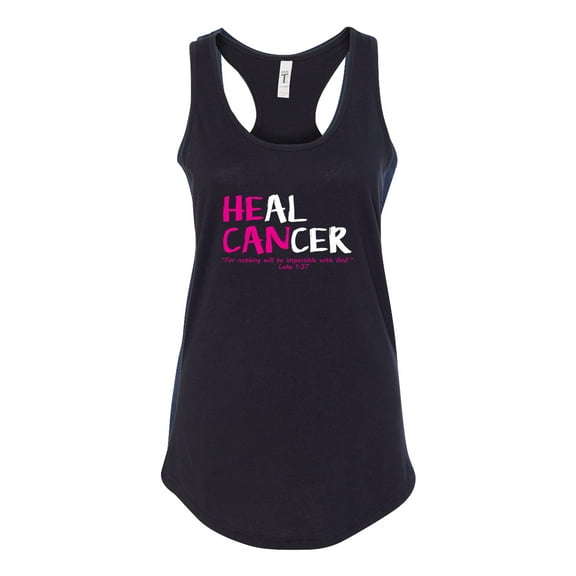 Womens Breast Cancer Awareness Heal Cancer Pink Ribbon Athletic Racerback Tank Top-Black-large