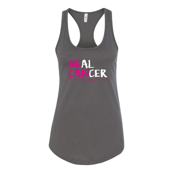 Womens Breast Cancer Awareness Heal Cancer Pink Ribbon Athletic Racerback Tank Top-Dark Grey-xl