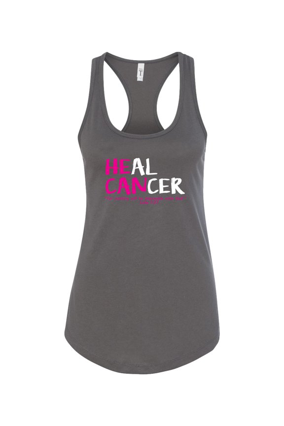 Womens Breast Cancer Awareness Heal Cancer Pink Ribbon Athletic Racerback Tank Top-Dark Grey-xl