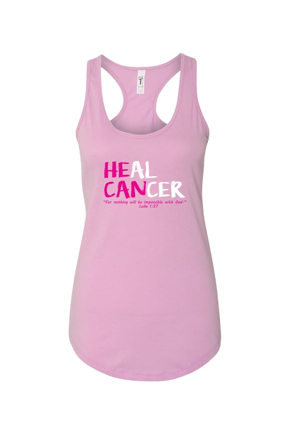 Womens Breast Cancer Awareness Heal Cancer Pink Ribbon Athletic Racerback Tank Top-Lilac-xxl