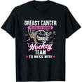 thumbnail image 1 of Womens Breast Cancer Awareness Month Hockey Team Pink Ribbon Round Neck T-Shirt Black Medium, 1 of 5