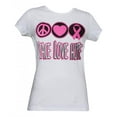 thumbnail image 1 of Womens Breast Cancer Awareness "Peace Love Hope" White T-Shirt - White - S, 1 of 2