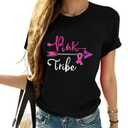 Womens Breast Cancer Awareness Pink Ribbon Tribe October Fighter T Shirt Black 2X-Large