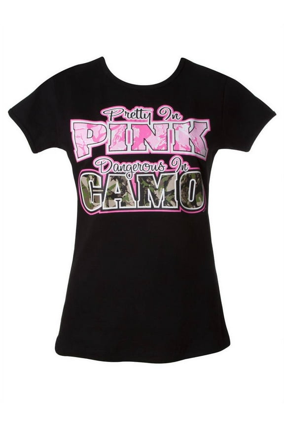 Womens Breast Cancer Awareness "Pretty In Pink" Black T-Shirt - 2X-Large