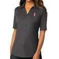 thumbnail image 1 of Womens Breast Cancer Awareness Ribbon Patch Button-Down Stretch Shirt, 4XL Graphite Gray, 1 of 3