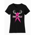 thumbnail image 1 of Womens Breast Cancer Awareness "Save a Rack" Black T-Shirt - Small, 1 of 3