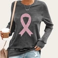 thumbnail image 1 of Womens Breast Cancer Awareness Shirt Casual Fall Long Sleeve Pink Ribbon Crewneck Blouses Fashion Loose Shirts Clotes Gray L, 1 of 4