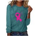 thumbnail image 1 of Womens Breast Cancer Awareness Tops Pink Ribbon Shirts Loose Fit Pullover Crewneck Long Sleeve Graphic Tees, 1 of 1