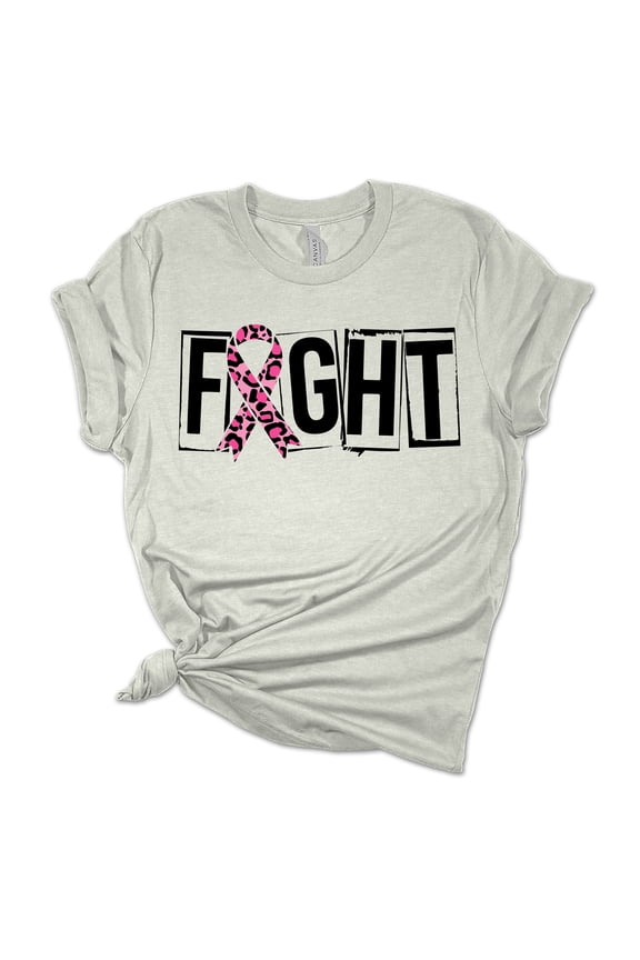 Womens Breast Cancer Awarenss Fight Pink Ribbon Distressed Awareness T-shirt-Athletic Grey-xl