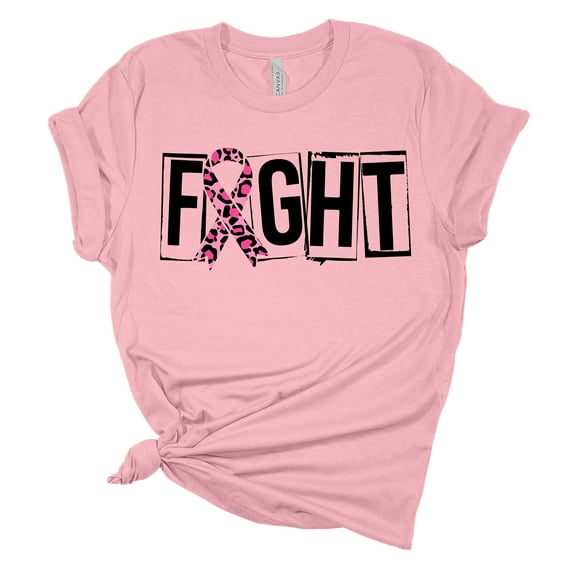 Womens Breast Cancer Awarenss Fight Pink Ribbon Distressed Awareness T-shirt-Pink-small
