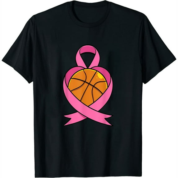 Womens Breast Cancer Basketball Players Warrior Coaches Supporter T-Shirt Black 2X-Large