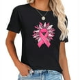 thumbnail image 1 of Womens Breast Cancer Pink Ribbon Sunflower Breast Cancer Awareness Raglan Baseball T Shirt Black 2X-Large, 1 of 5