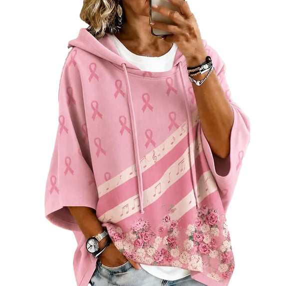 Womens Breast Cancer Shirt Pink Ribbon October Breast Cancer Sweatshirt In October We Wear Pink Shirt 3/4 Sleeve Breast Cancer Awareness Hoodies