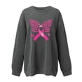 thumbnail image 1 of Womens Breast Cancer Shirts Crew Neck Long Sleeve Pink Ribbon Print Pullover Tops Breast Cancer Awareness Day Outfits (XXL, Dark Gray), 1 of 4