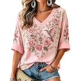 thumbnail image 1 of Womens Breast Cancer Shirts Pink Ribbon 3/4 Sleeve Vneck Shirt Cancer Awareness T-Shirt Spread The Hope Shirt, 1 of 6