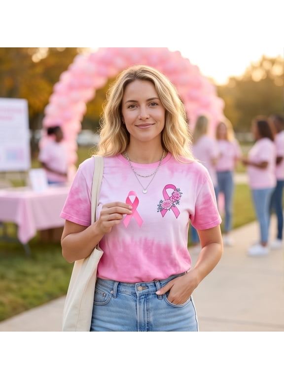 Womens Breast Cancer Shirts Short Sleeve Pink Ribbon Tshirt Cancer Awareness Tee Tops