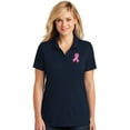 thumbnail image 1 of Womens Breast Cancer Survivor Ribbon Patch Moisture-Wicking Polo Shirt, Large River Blue, 1 of 5