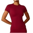 thumbnail image 1 of Womens Breathable Athletic Tshirts Lightweight High Elasticity Leisure Tops Crewneck Short Sleeve Running Tee, 1 of 5