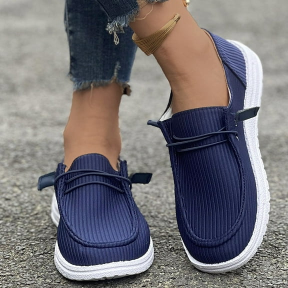 Womens Breathable Boat Shoes for Women, Womens Slip On Shoes Loafers Casual Deck Shoes, Womens Lightweight Canvas Lace Up Loafers