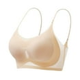 thumbnail image 1 of Womens Breathable Bralette, Womens Comfortable Spaghetti Strap Bra Wireless Padded Full Coverage Support Seamless Bras for Women M-4XL Womens Bras Clearance under $5, 1 of 5