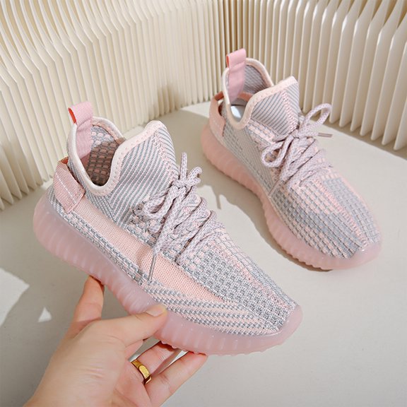 Womens Breathable Fly-Woven Versatile Sports Shoes Casual Platform White Shoes