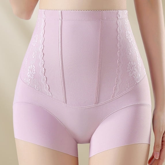 Womens Breathable High Waisted Shapewear Lace Tummy Control Panties Seamless Firm Compression Body Shaping Briefs for Everyday Wear Purple M to XXXL,Size 2XL