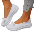 thumbnail image 1 of Womens Breathable Knit Mesh Slip On Loafers Casual Bow Ballet Flats Shoe Comfortable Round Toe Lightweight Walking Shoe Business Office, 1 of 8