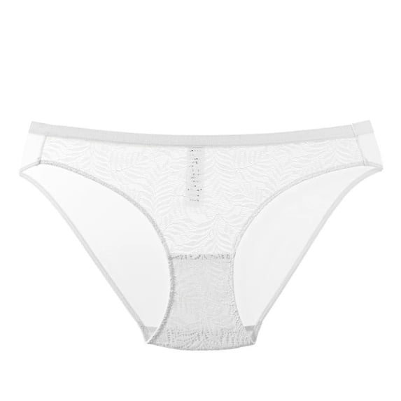 VONCOS Womens Breathable Lace Panties for Everyday Wear - Ultra Soft No Show Underwear with Sheer Mesh, White, 1-Pack,Size L