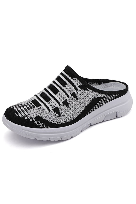 Womens Breathable Mesh Walking Mules Sneakers Open Back Slip On Shoes(Black,7)