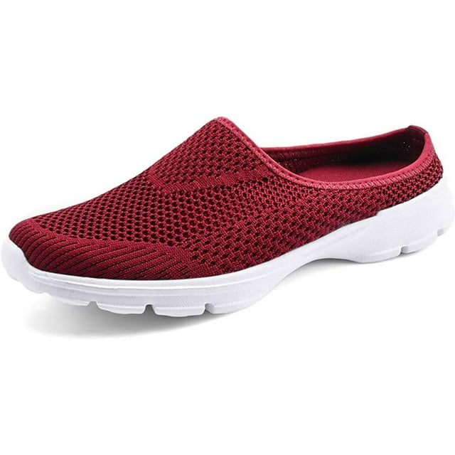 Womens Breathable Mesh Walking Mules Sneakers Open Back Slip On Shoes 9178