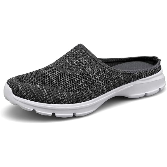 Womens Breathable Mesh Walking Mules Sneakers Open Back Slip On Shoes