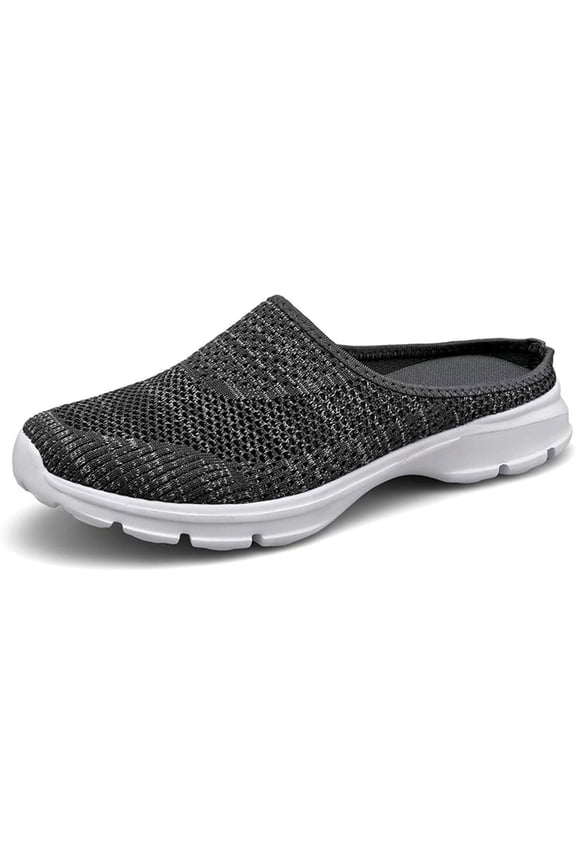 Womens Breathable Mesh Walking Mules Sneakers Open Back Slip On Shoes