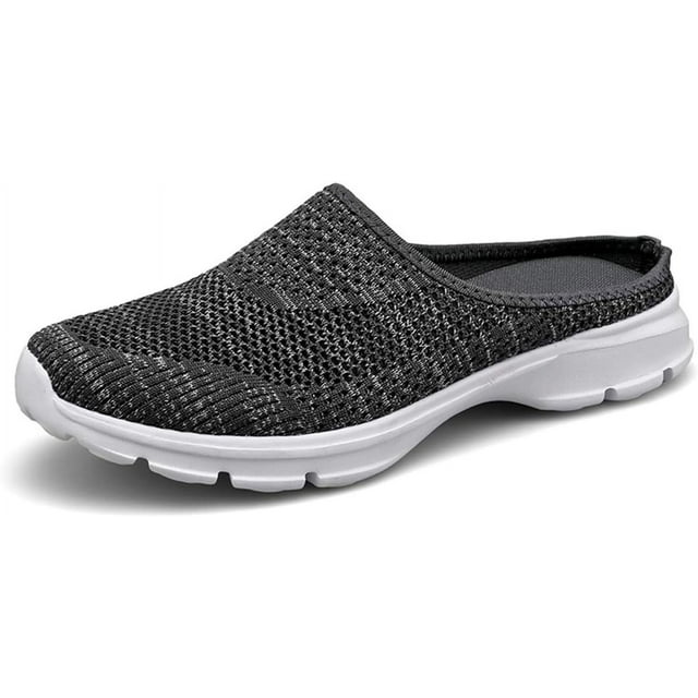 Womens Breathable Mesh Walking Mules Sneakers Open Back Slip On Shoes ...