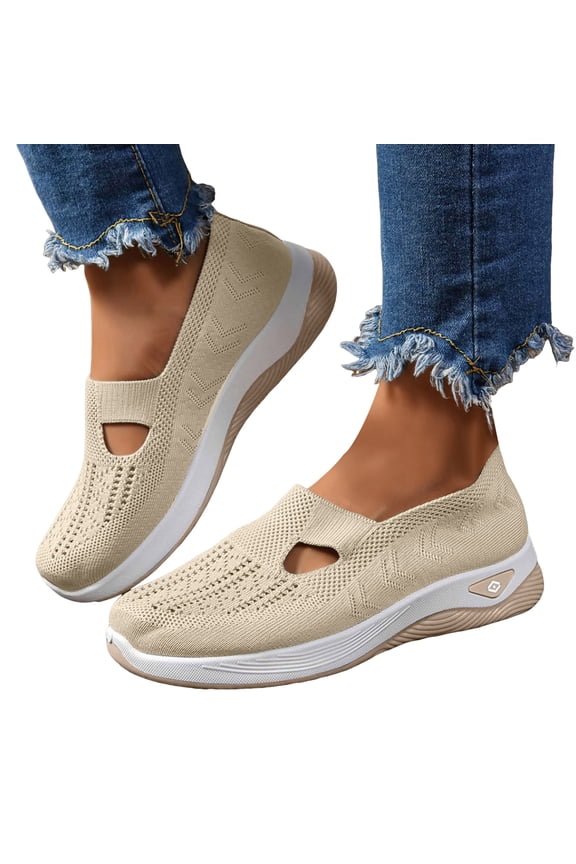 Womens Breathable Slip on Mules Cut out Summer Beach Closed Toe Comfortable Clogs Mesh Soft Sole Arch Support Backless Outdoor Sneakers Beige Size 6.5