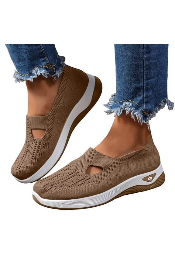 Womens Breathable Slip on Mules Cut out Summer Beach Closed Toe Comfortable Clogs Mesh Soft Sole Arch Support Backless Outdoor Sneakers Brown Size 6.5