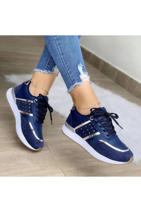 Womens Breathable Slip-On Round Toe Sneakers - Durable Non-Slip Platform Shoes for Everyday Wear